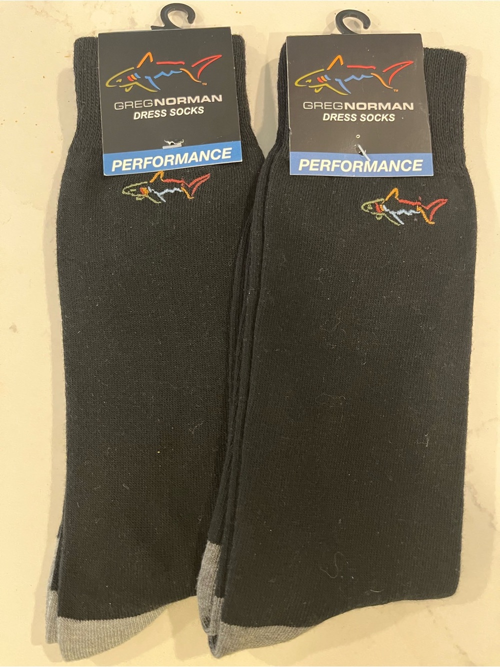 Greg Norman Collection Performance Dress Socks Black Shoe Size 8-12 (2 Pairs) 🦈